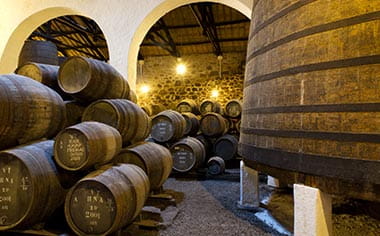 Barrels in a port wine cellar in Oporto, Portugal